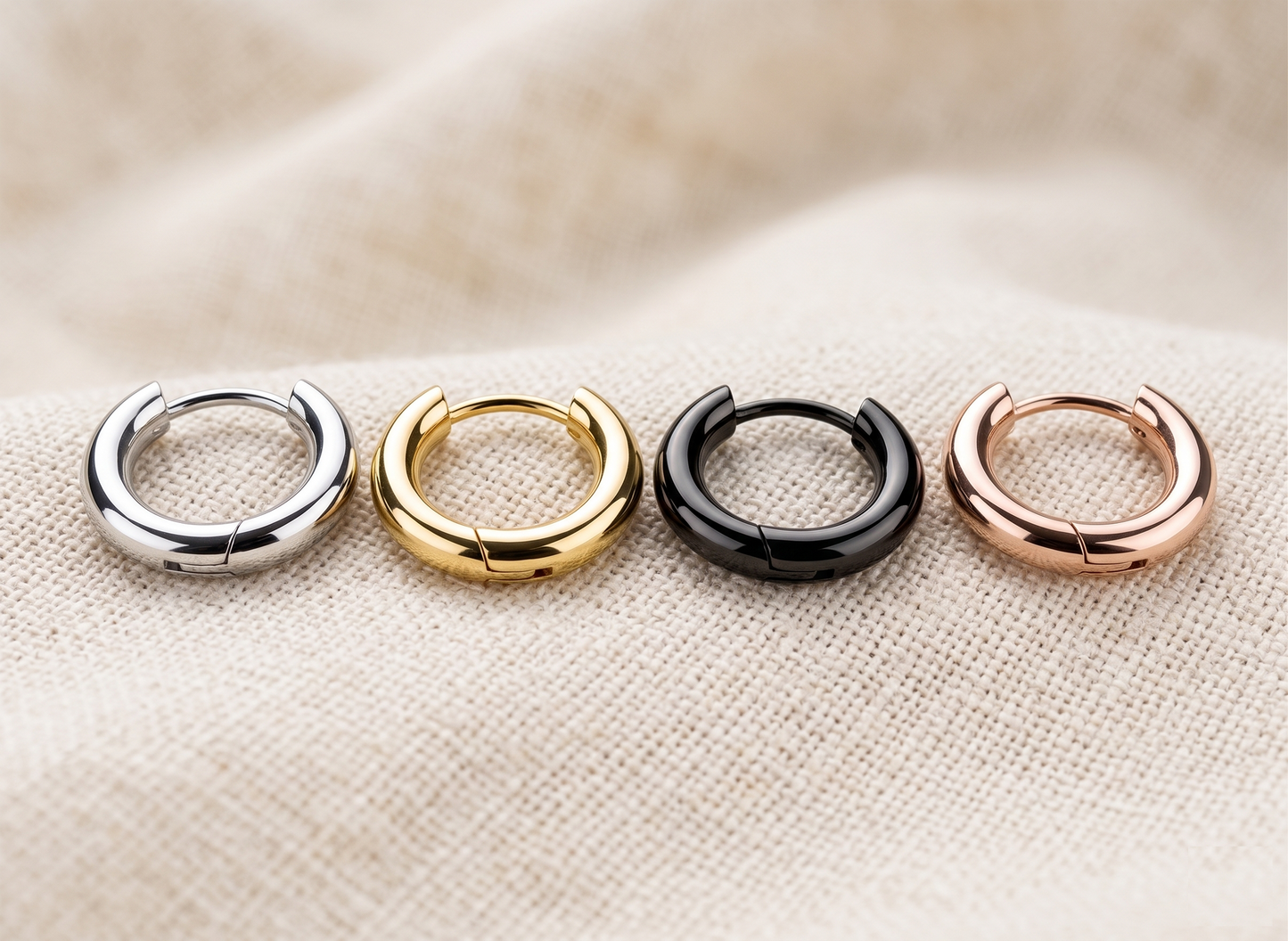 Surgical Steel Plain Huggie Hoop Earrings 3mm