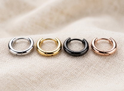 Surgical Steel Plain Huggie Hoop Earrings 3mm