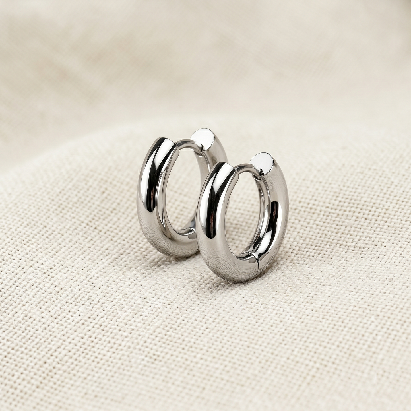 Surgical Steel Plain Huggie Hoop Earrings 3mm