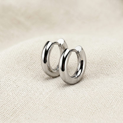 Surgical Steel Plain Huggie Hoop Earrings 3mm