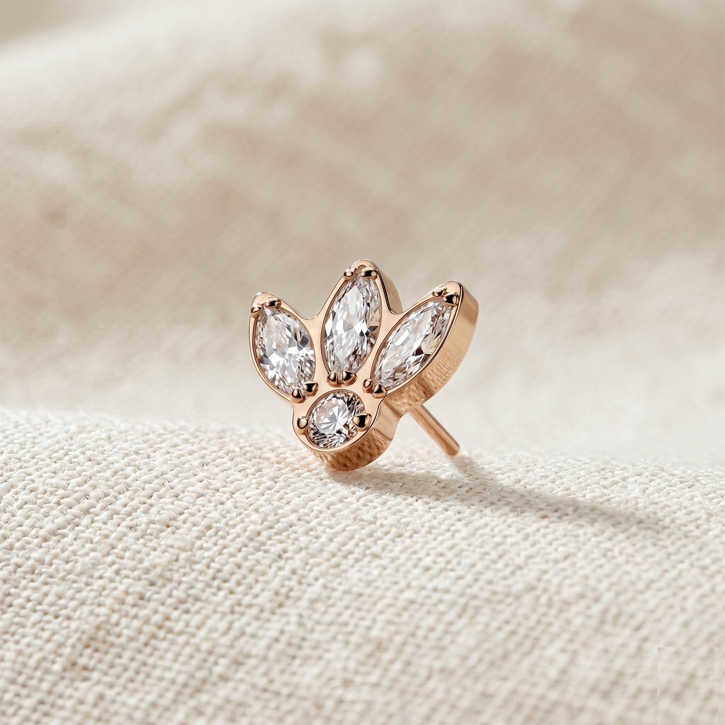 Titanium Round and Marquise CZ Threadless Top