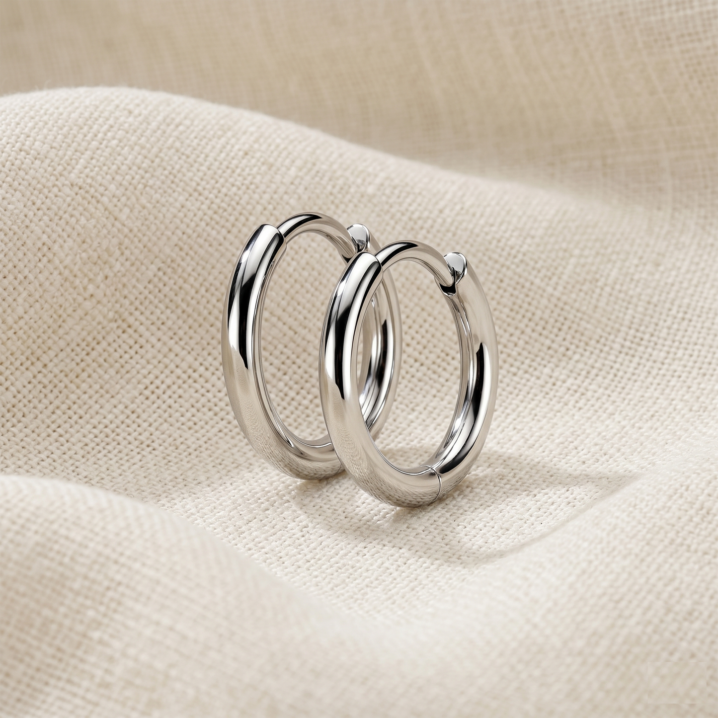 Surgical Steel Plain Huggie Hoop Earrings 2mm
