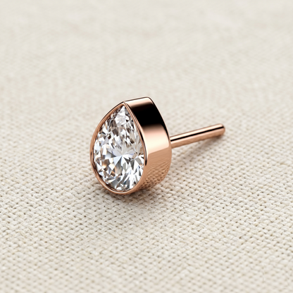 Titanium Teardrop CZ Threadless Top