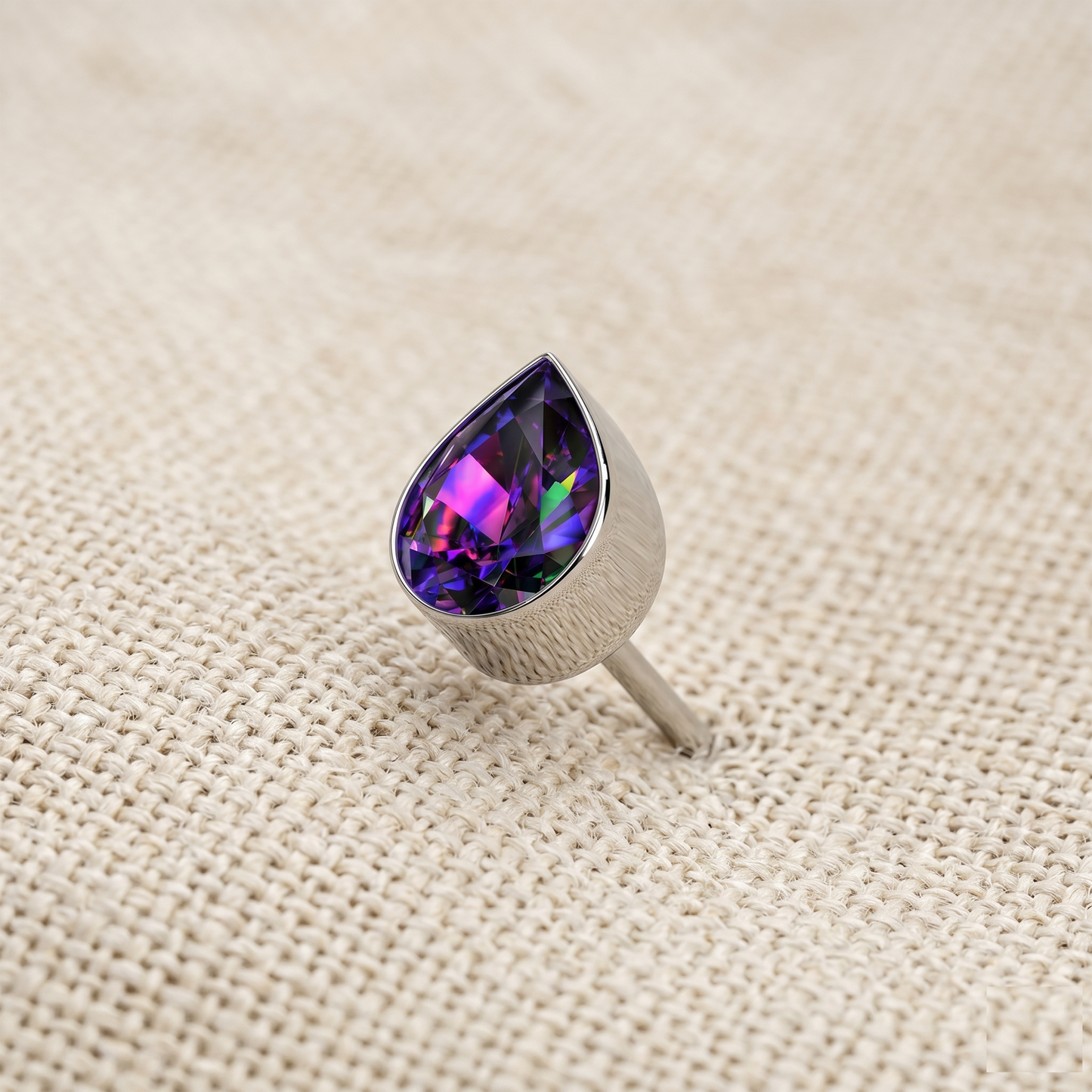 Titanium Teardrop CZ Threadless Top