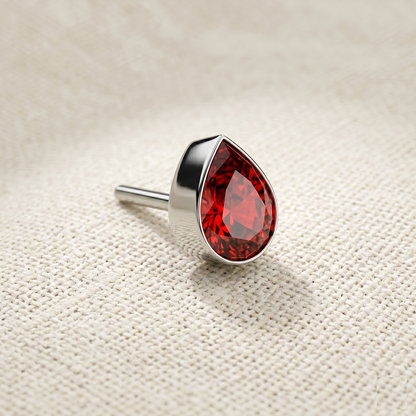Titanium Teardrop CZ Threadless Top