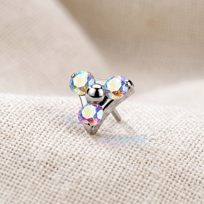 Titanium Triangle CZ Cluster Threadless Top
