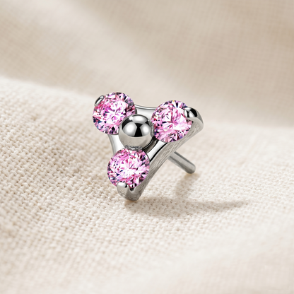 Titanium Triangle CZ Cluster Threadless Top