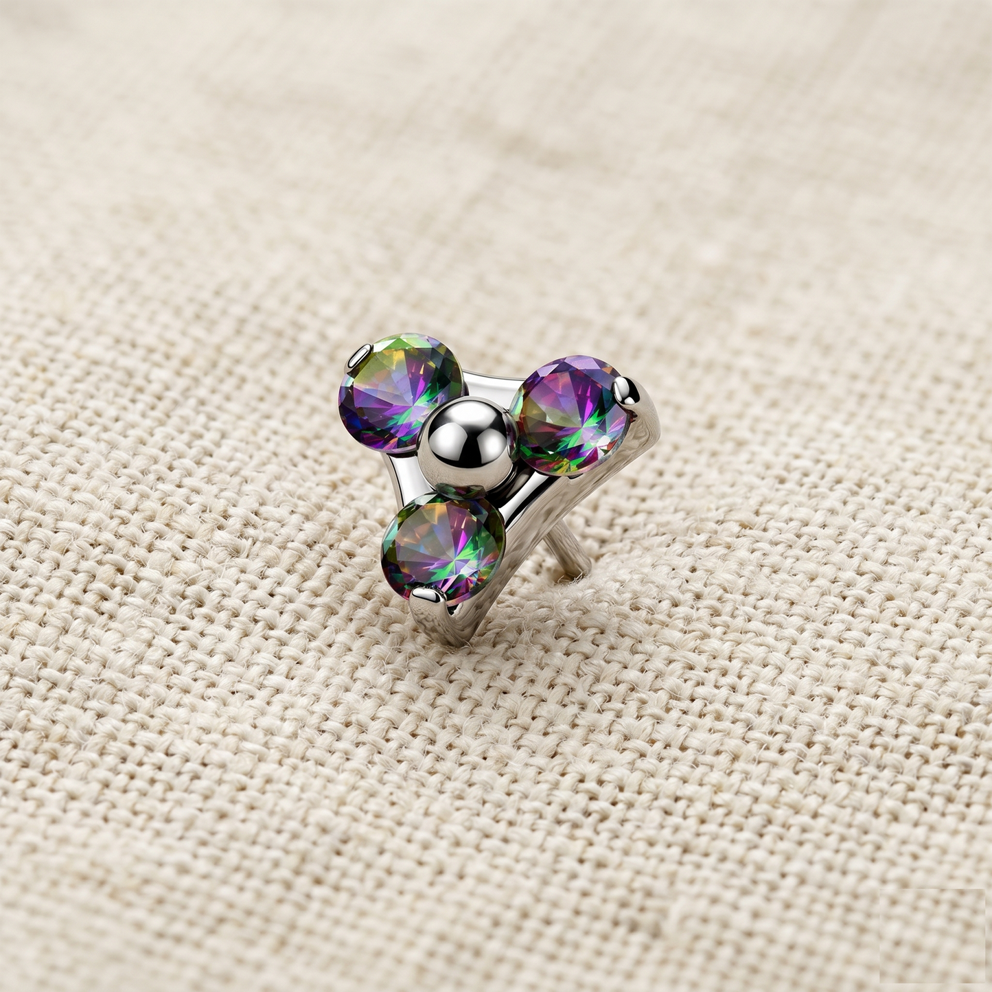 Titanium Triangle CZ Cluster Threadless Top