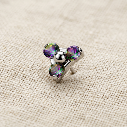 Titanium Triangle CZ Cluster Threadless Top