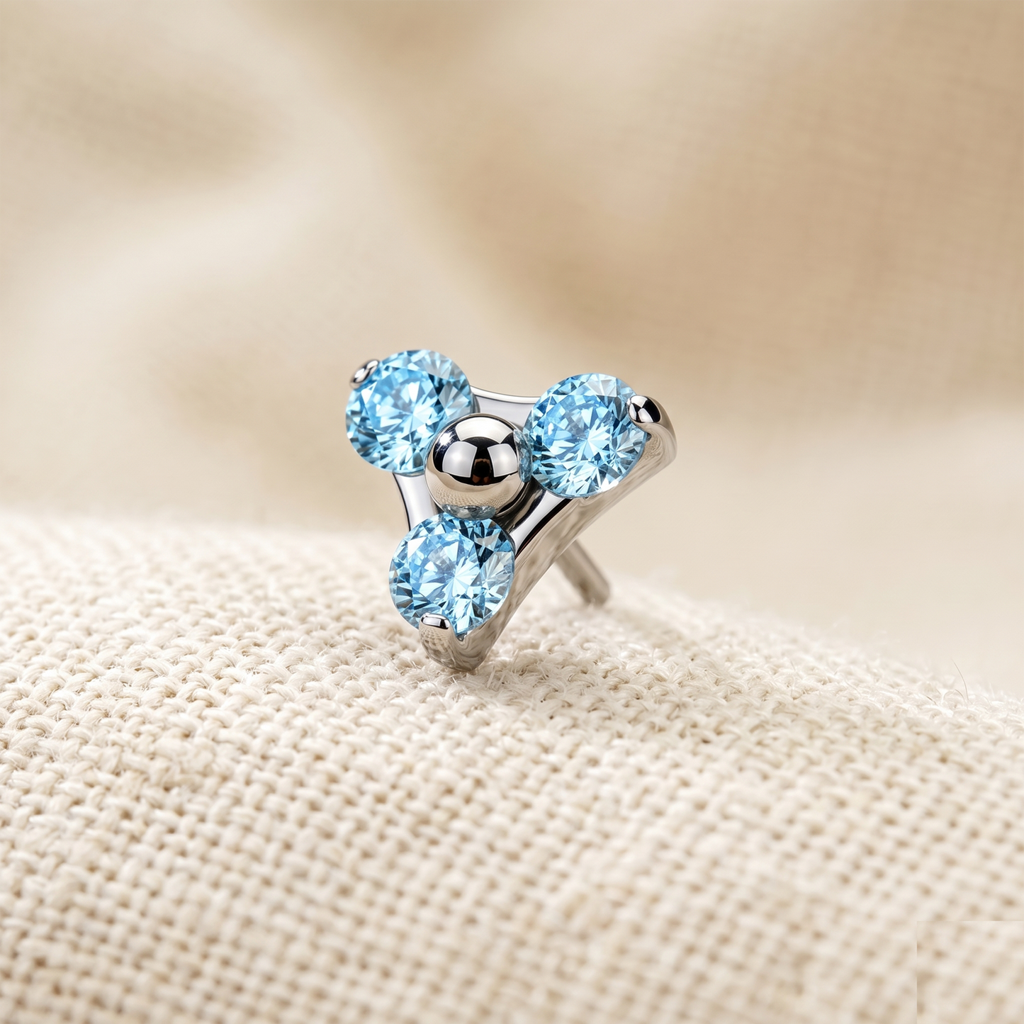 Titanium Triangle CZ Cluster Threadless Top