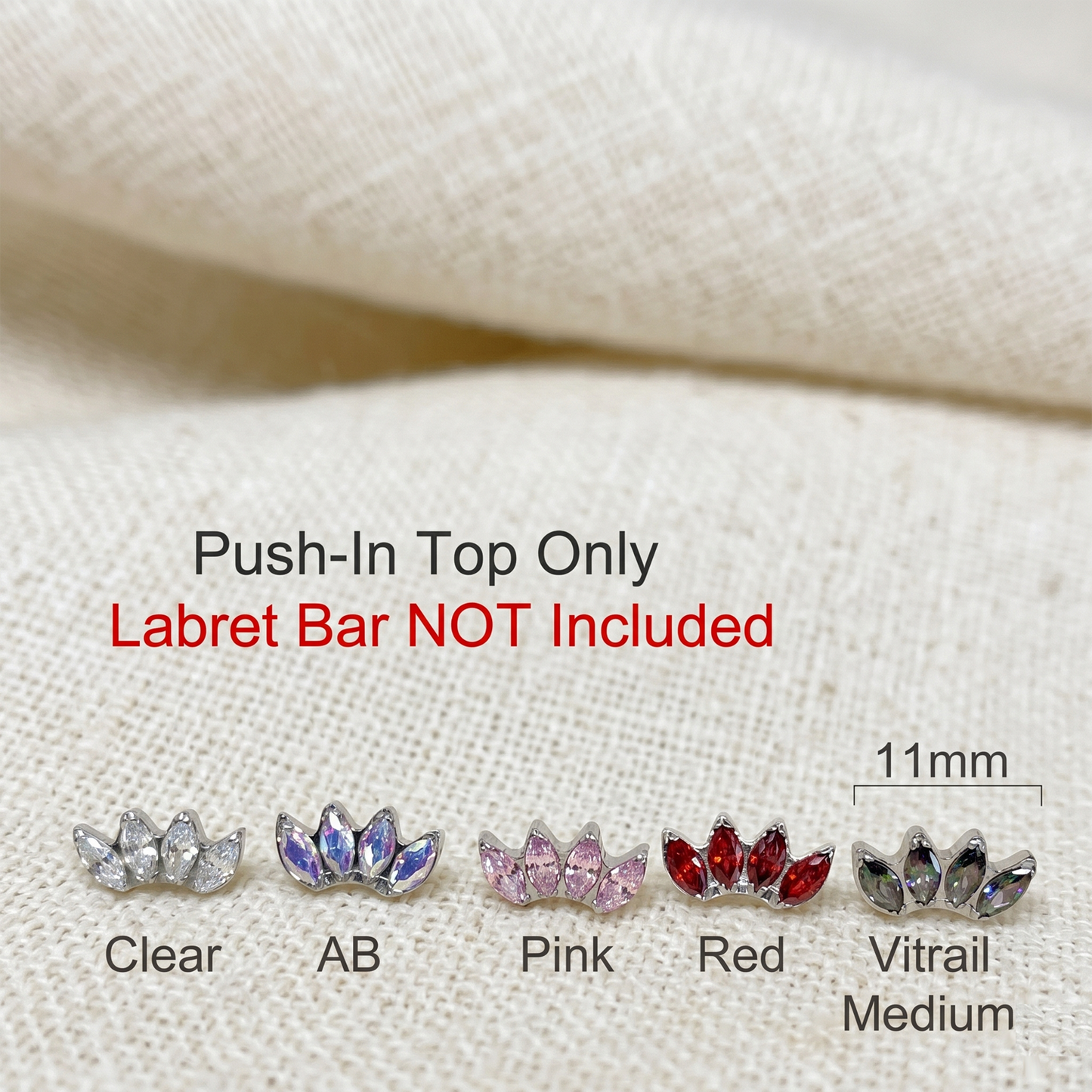Titanium Curve Marquise CZ Threadless Top