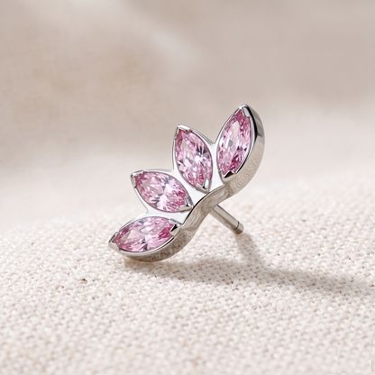 Titanium Curve Marquise CZ Threadless Top