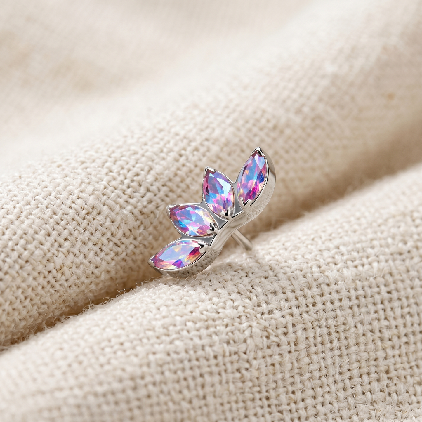 Titanium Curve Marquise CZ Threadless Top