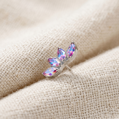Titanium Curve Marquise CZ Threadless Top