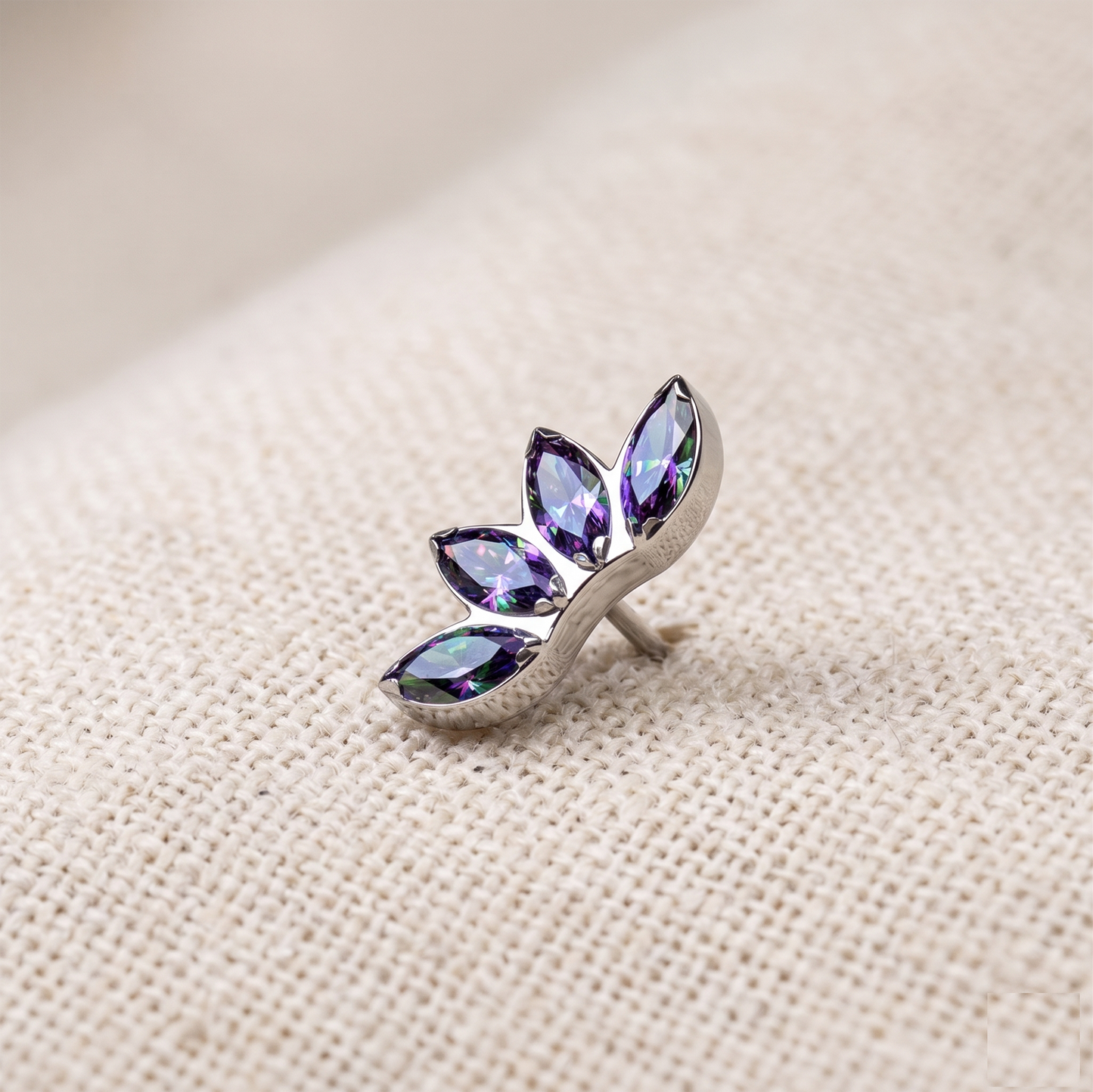 Titanium Curve Marquise CZ Threadless Top