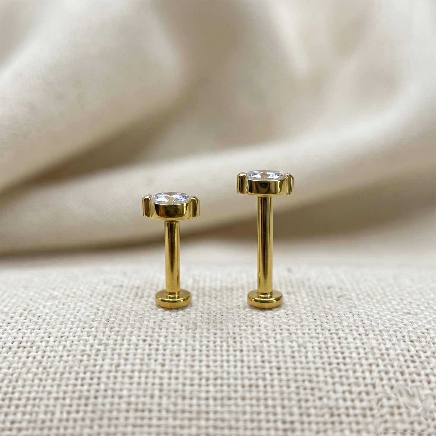 Titanium Gold Marquise CZ Threadless Stud