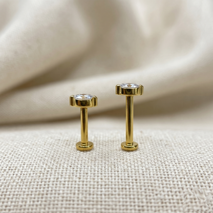 Titanium Gold Marquise CZ Threadless Stud
