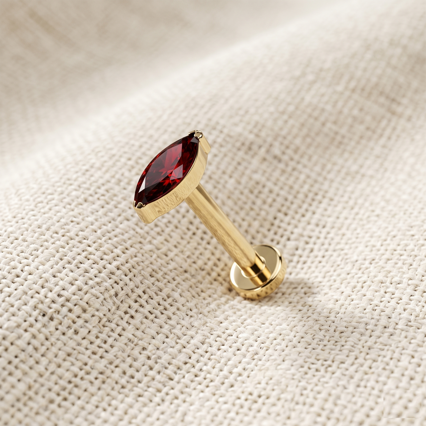 Titanium Gold Marquise CZ Threadless Stud