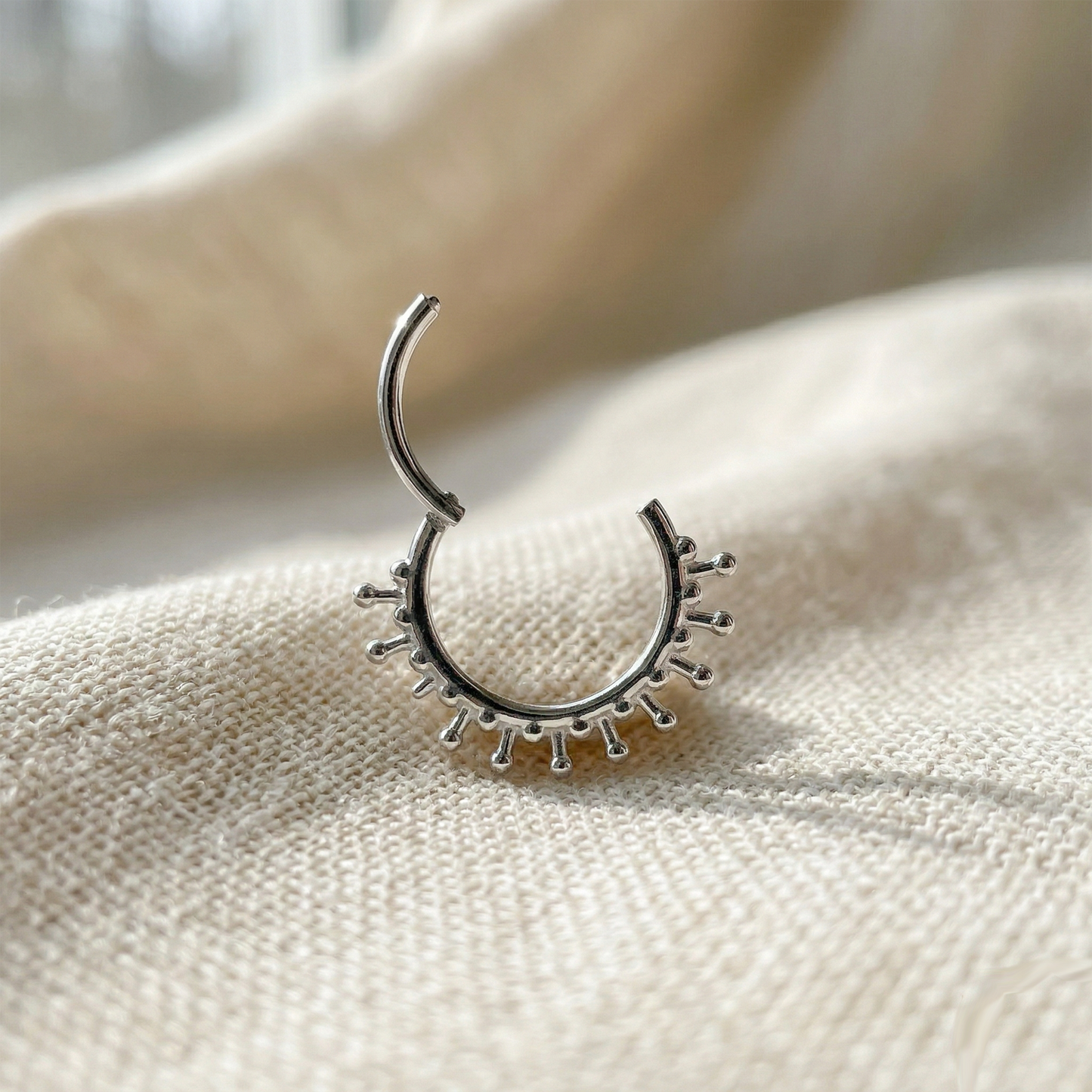 Surgical Steel Beaded End Hinged Hoop 16G