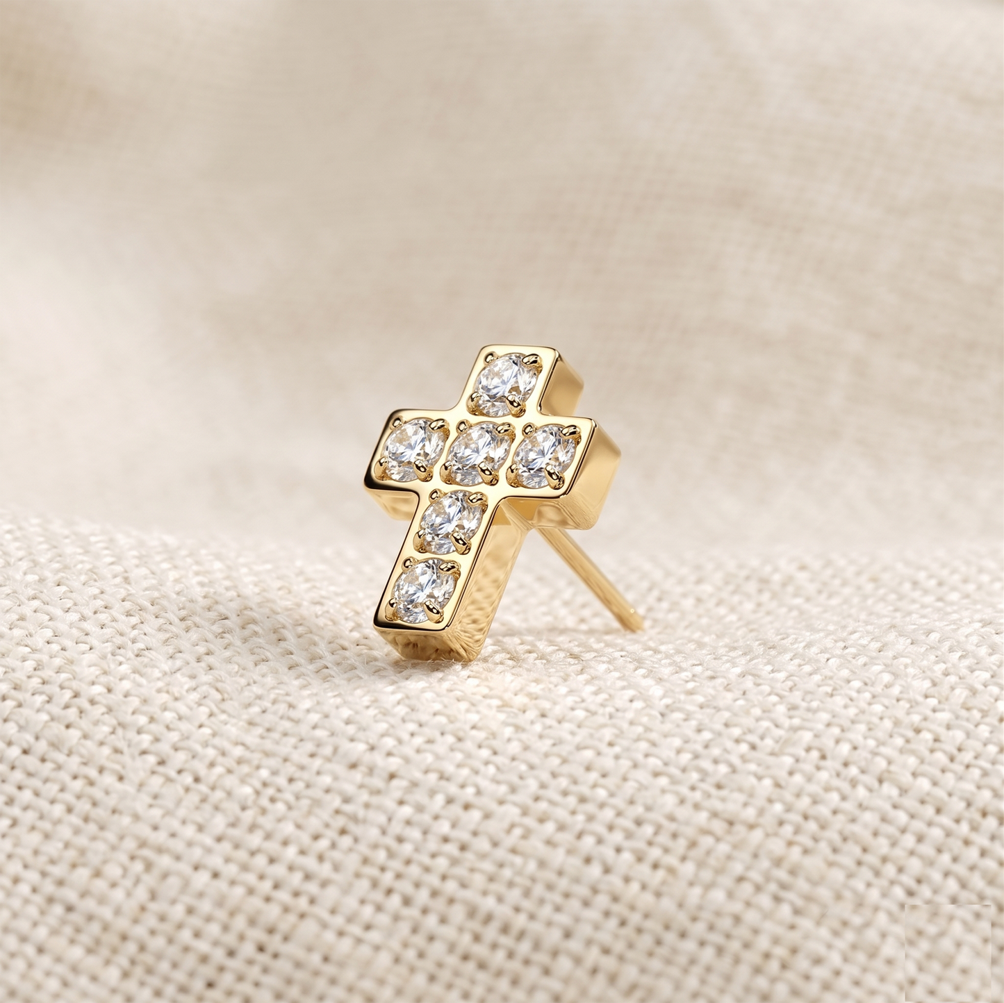 Titanium Cross CZ Threadless Top