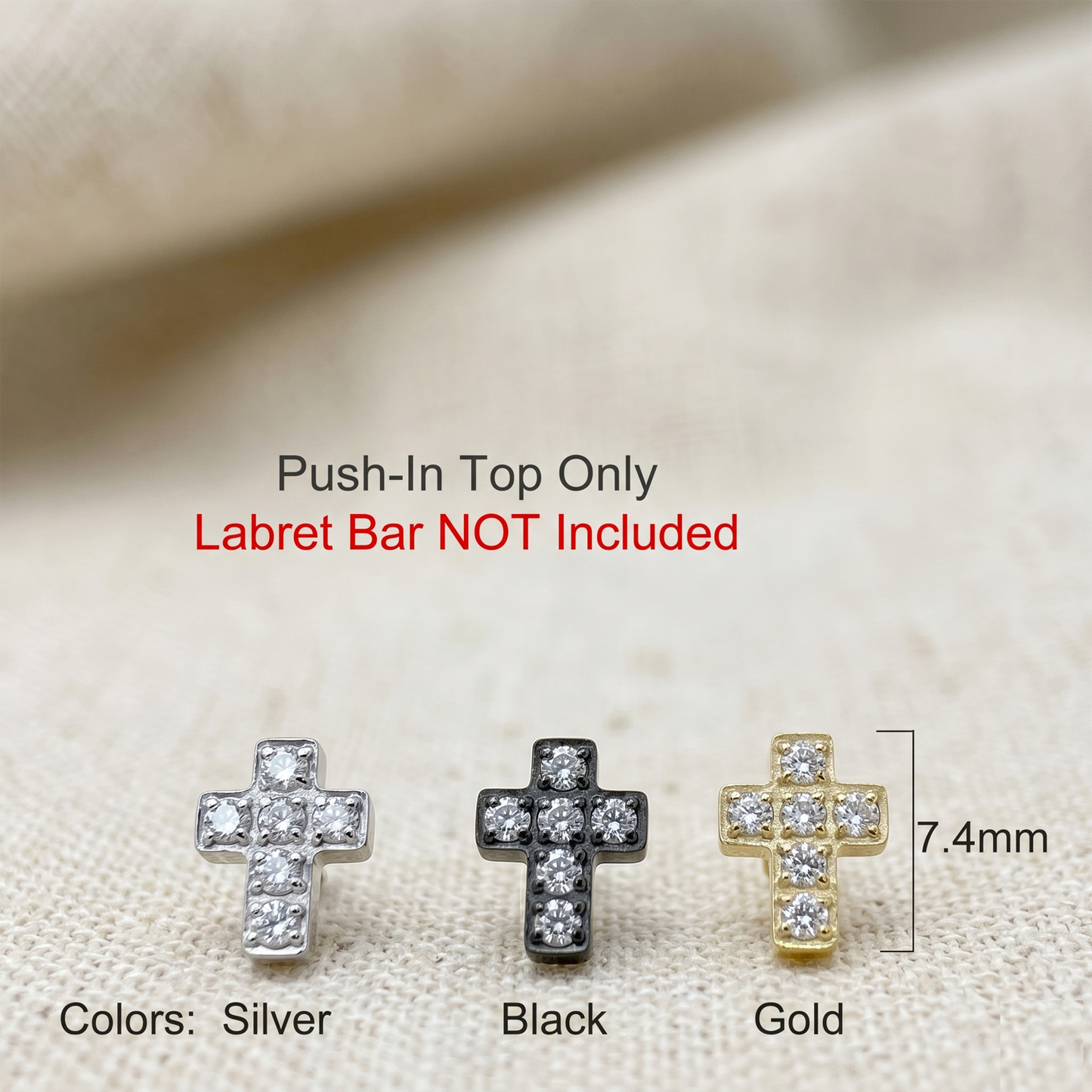 Titanium Cross CZ Threadless Top