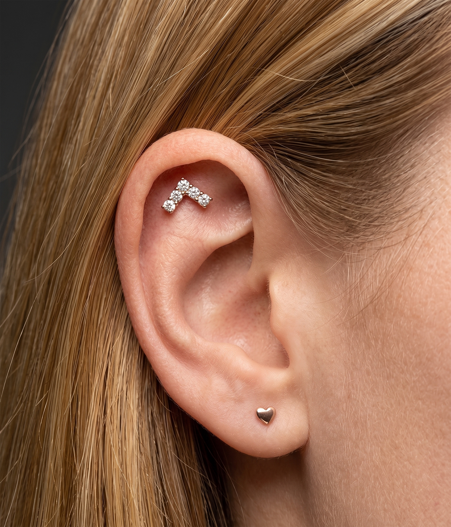 Titanium Chevron CZ Threadless Top