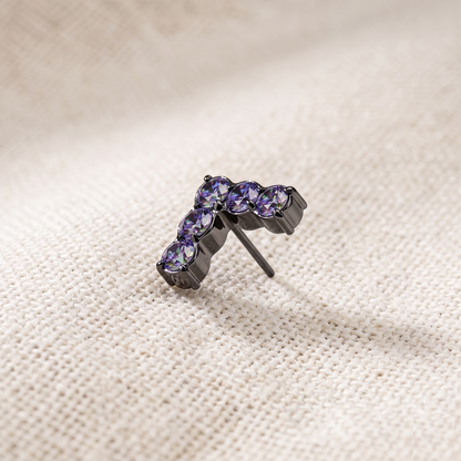 Titanium Chevron CZ Threadless Top