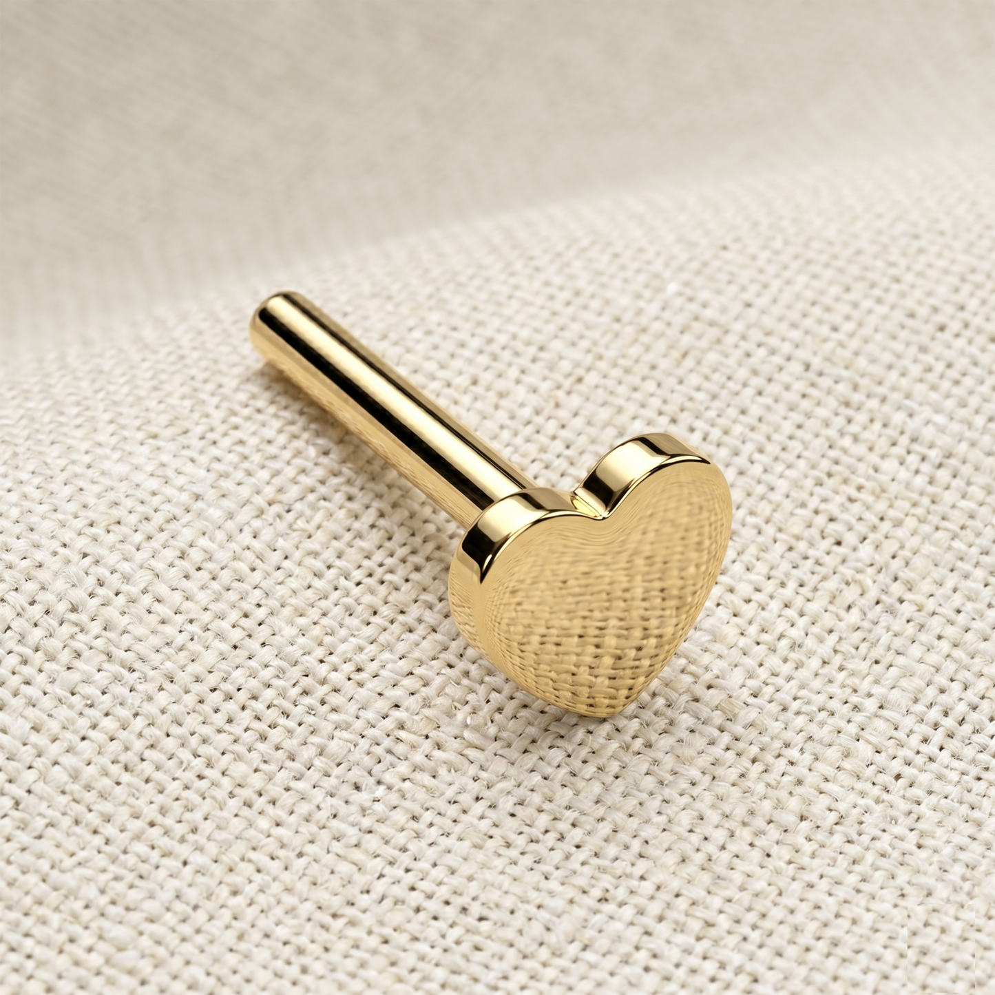 Gold Titanium Heart Flatback Threadless Labret Bar 16G 18G