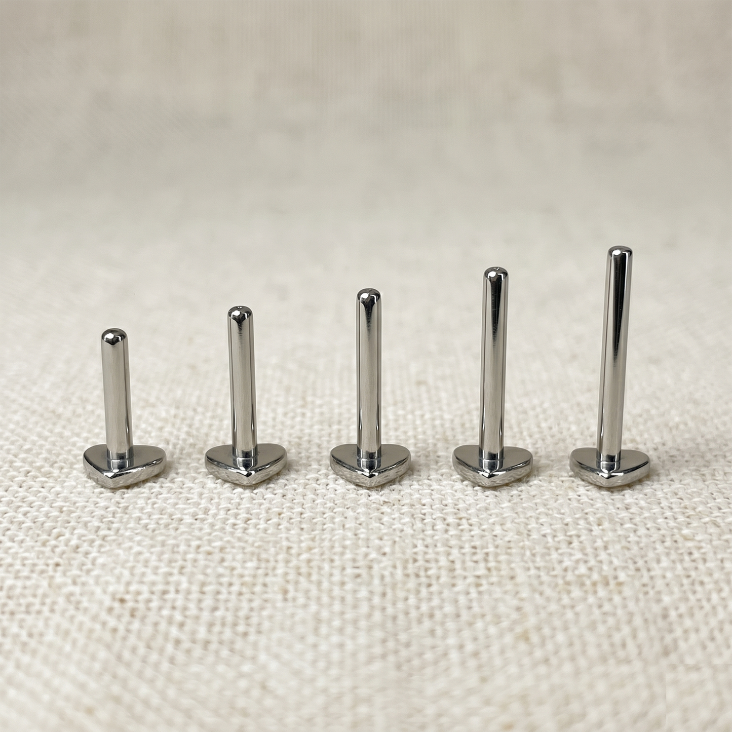Titanium Heart Flatback Threadless Labret Bar 16G 18G