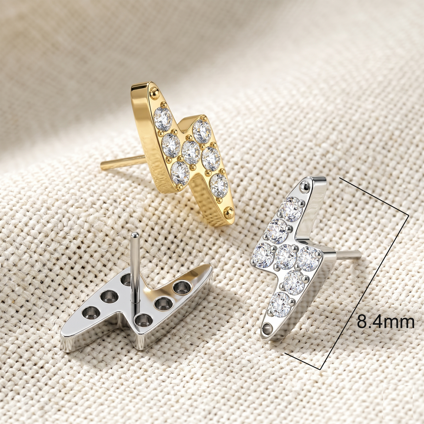 Titanium Lightning Bolt CZ Threadless Top