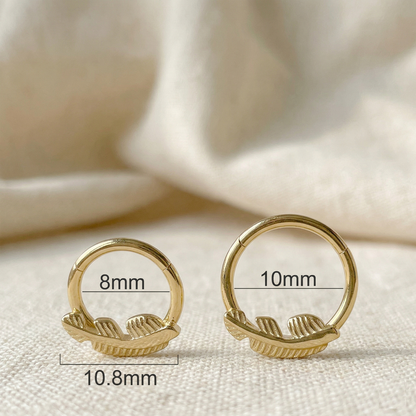 Titanium Leaf Hinged Clicker Hoop 16G