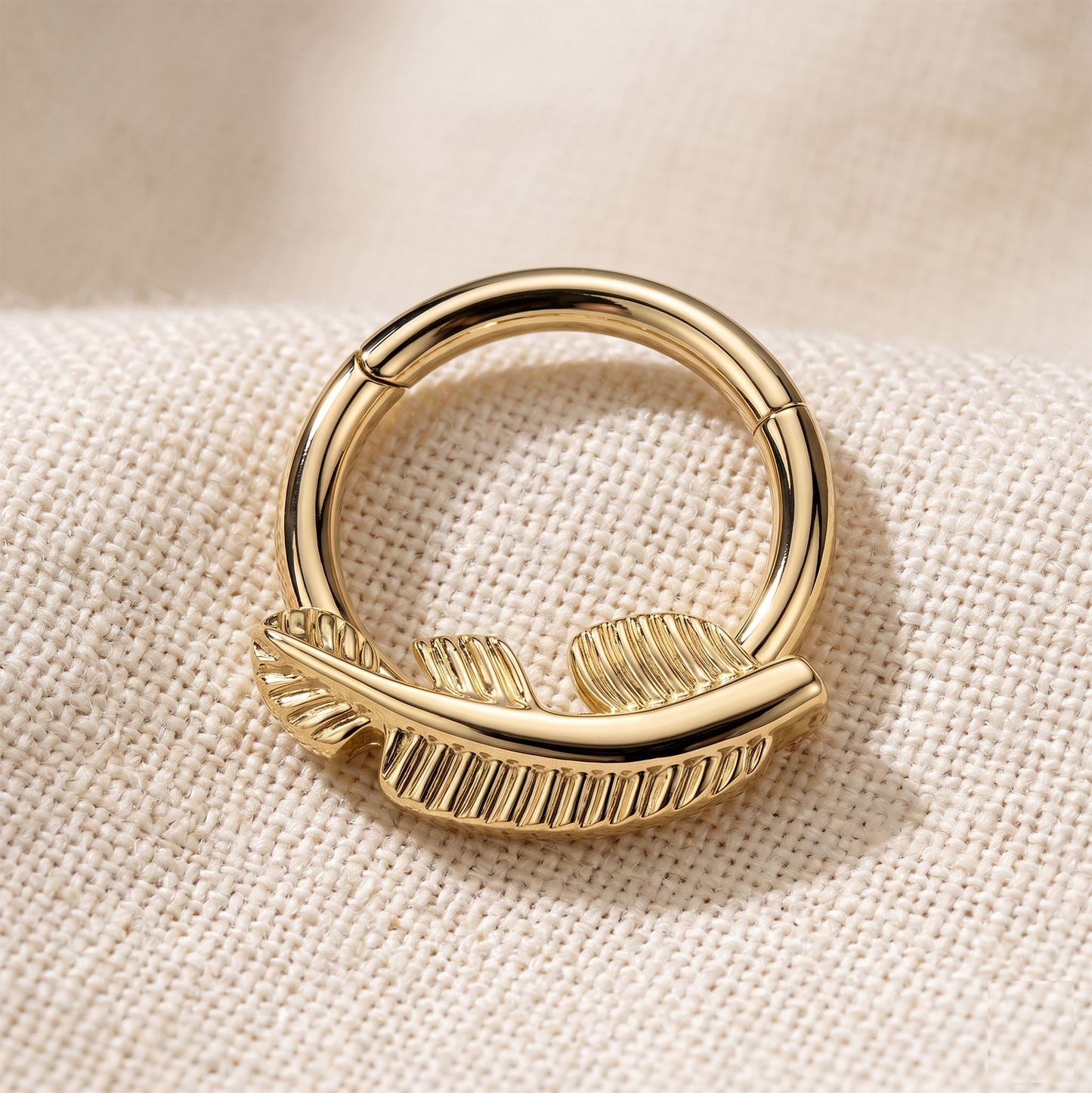 Titanium Leaf Hinged Clicker Hoop 16G