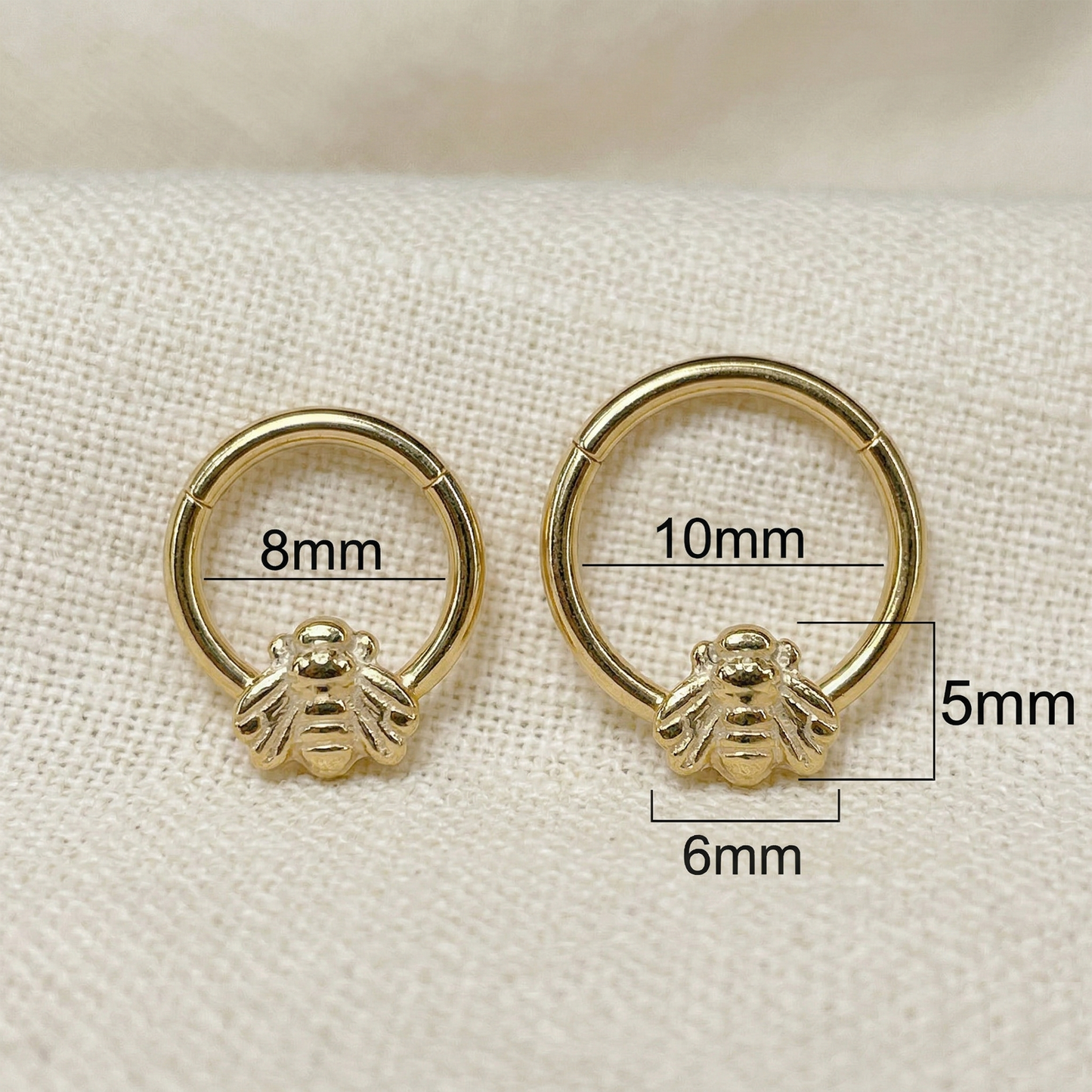 16G Titanium Bee Hinged Clicker Hoop