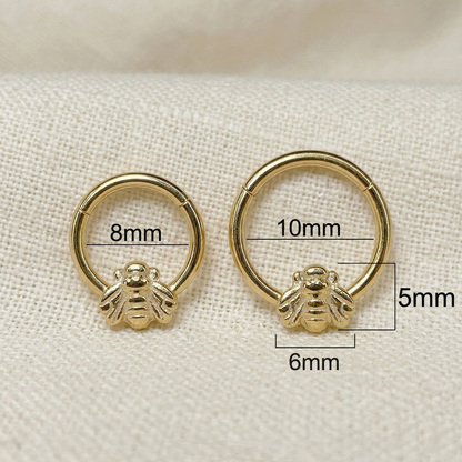 16G Titanium Bee Hinged Clicker Hoop