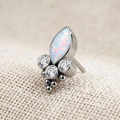 Titanium Marquise CZ Opal Threadless Top