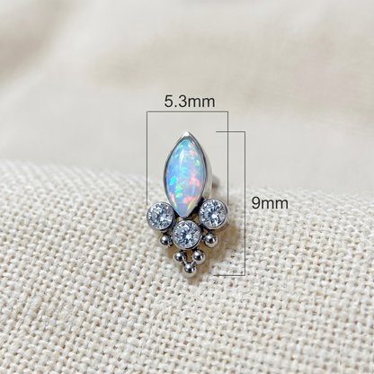Titanium Marquise CZ Opal Threadless Top