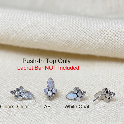 Titanium Marquise CZ Opal Threadless Top