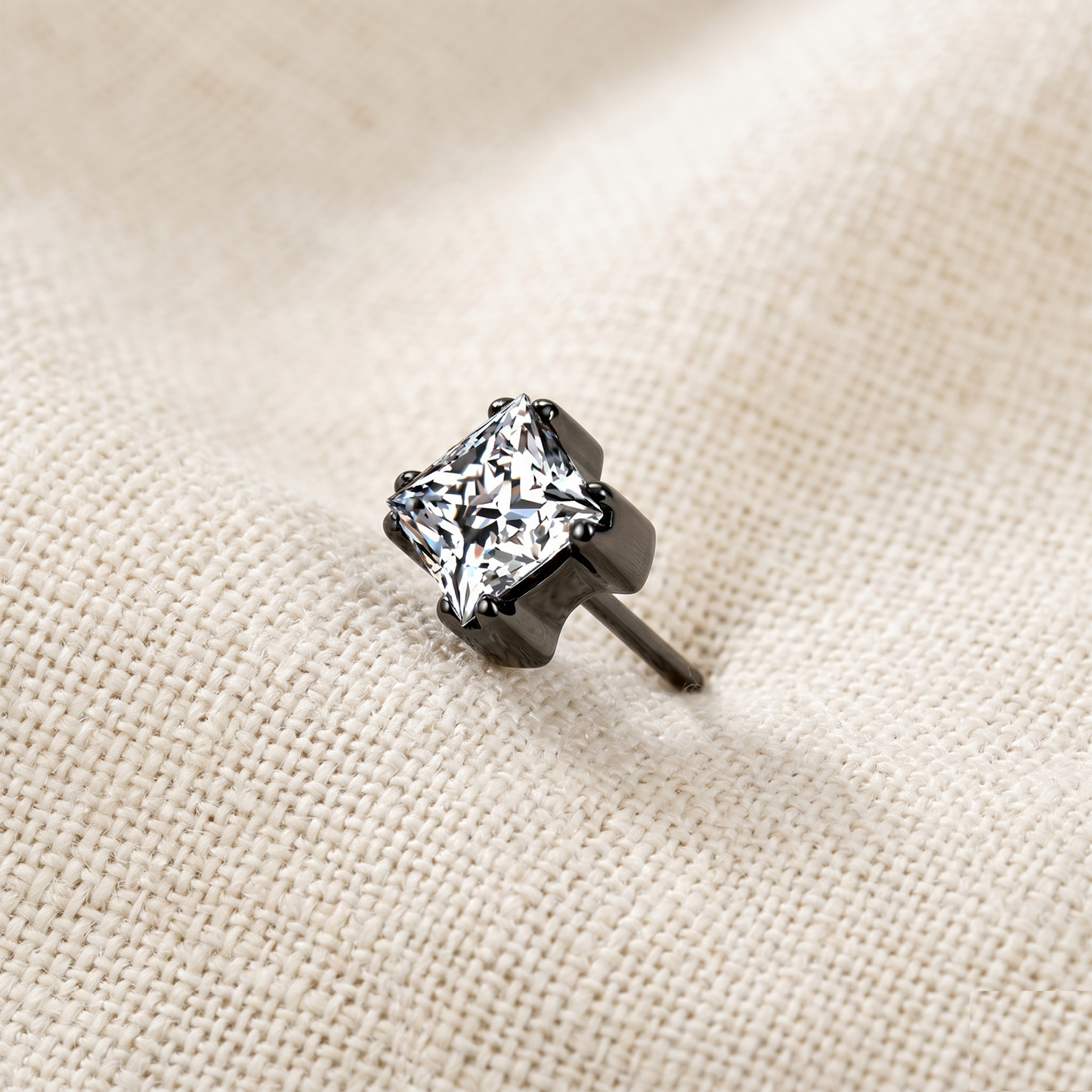 Titanium Square CZ Threadless Top