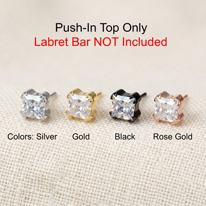 Titanium Square CZ Threadless Top