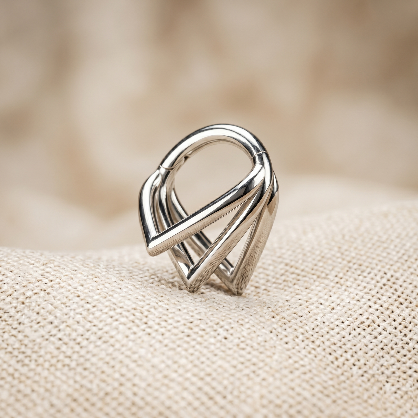 Titanium Triple Chevron Clicker Hoop 16G