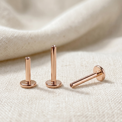 Titanium Threadless Flat Back Bar - Rose Gold
