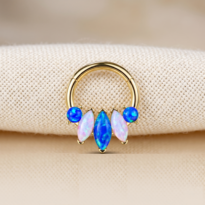 Marquise Opal Hinged Clicker Hoop 16G