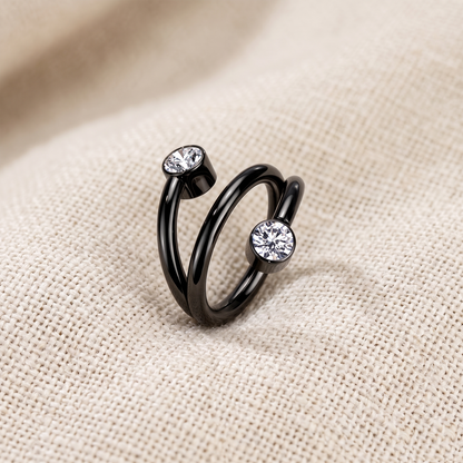 Titanium Double Line CZ Hinged Ring