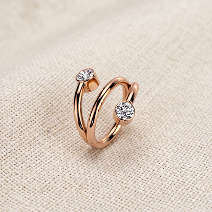 Titanium Double Line CZ Hinged Ring