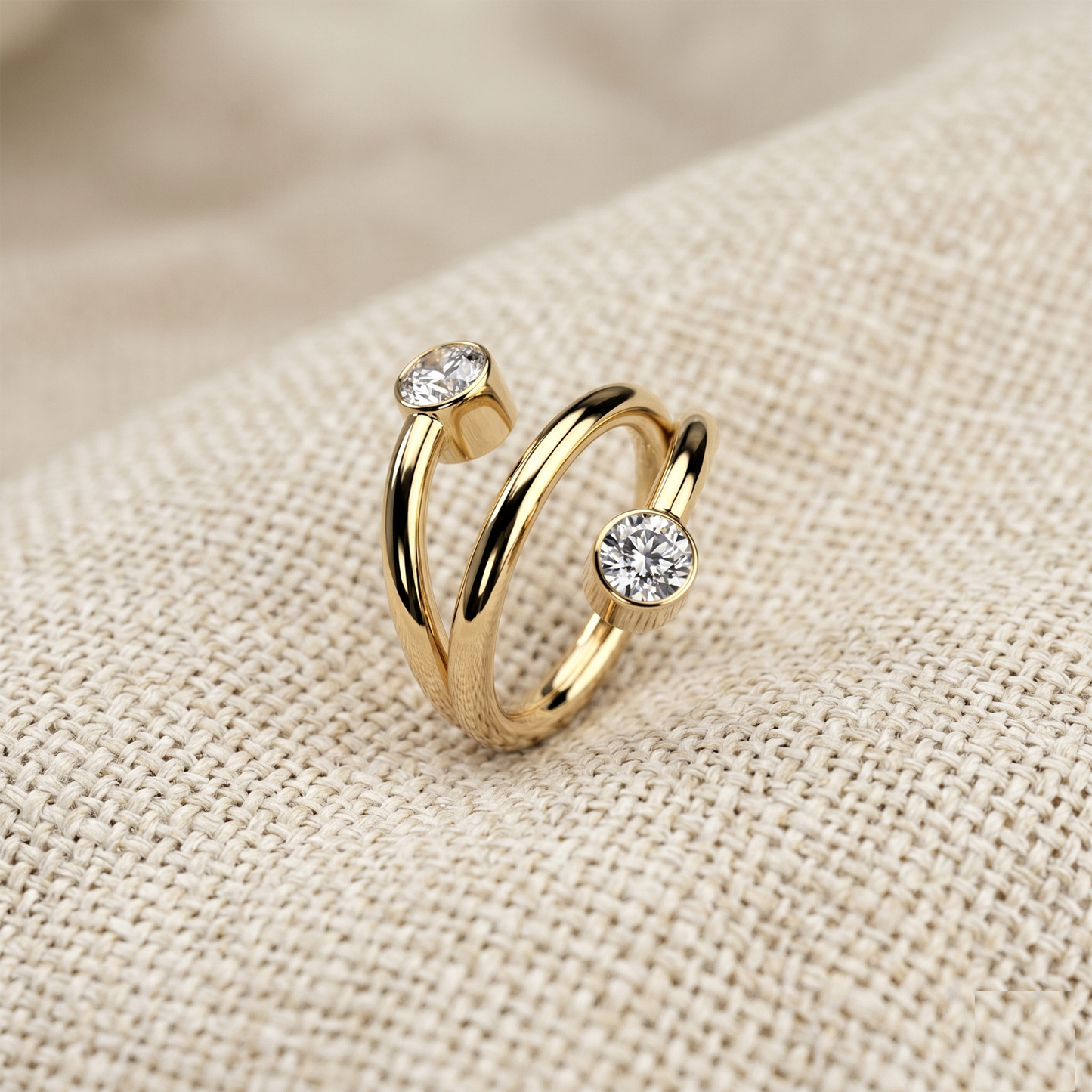 Titanium Double Line CZ Hinged Ring