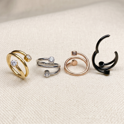 Titanium Double Line CZ Hinged Ring