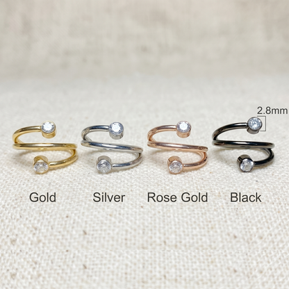 Titanium Double Line CZ Hinged Ring