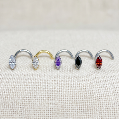 Titanium Marquise CZ Nose Screw Ring