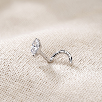 Titanium Marquise CZ Nose Screw Ring