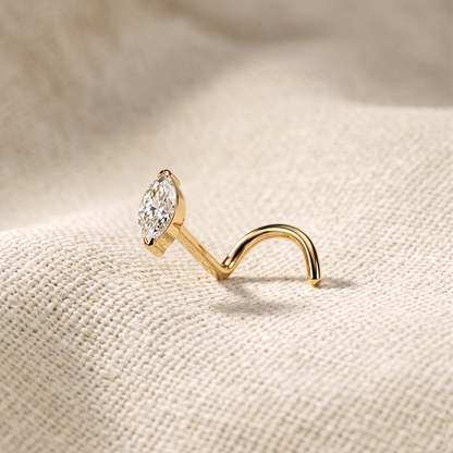 Titanium Marquise CZ Nose Screw Ring